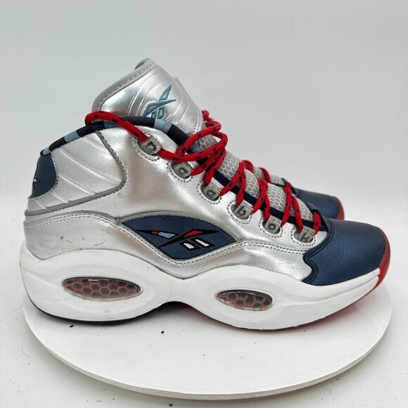 Reebok Question Mid x James Harden Cross Over Men Size 10 Silver Blue Red Shoes - Picture 4 of 11